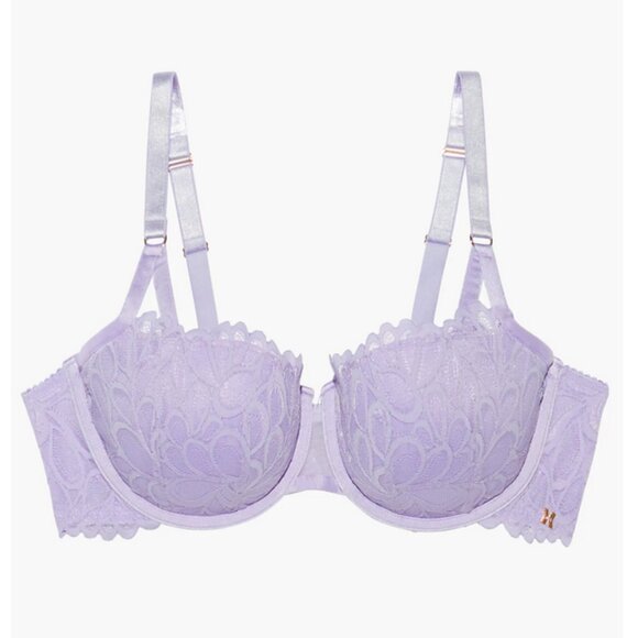Savage X Fenty Savage Not Sorry Lightly Lined Lace Balconette Bra in Purple - Picture 1 of 8